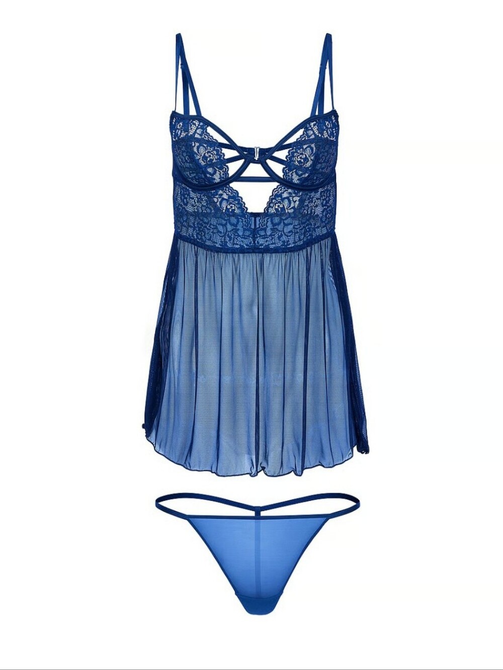 Victoria's Secret Adore Me Surf The Web Blue Rae Babydoll Teddy Lingerie XL
